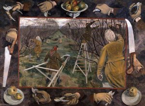 A 1944 Pastoral Land Girls Pruning At East Malling — Evelyn Mary Dunbar