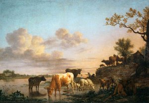 Animals By The River — Adriaen Van De Velde