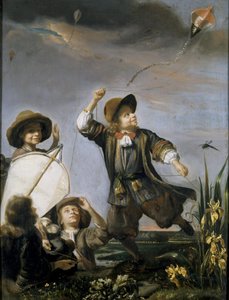 Boys Flying Kites / Children Playing With A Kite — Justus De Gelder