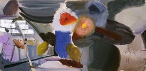 Flowers, Red Against Blue — Ivon Hitchens