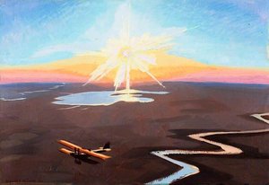 Flying Over The Desert At Sunset, Mesopotamia — Sydney William Carline