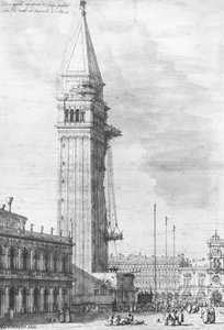 La Piazzetta: Mirando Al Norte, El Campanile En Reparación — Giovanni Antonio Canal
