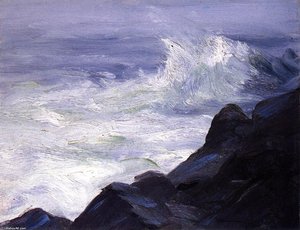 Marine - Break Over Sunken Rock, Storm Sea — Robert Henri