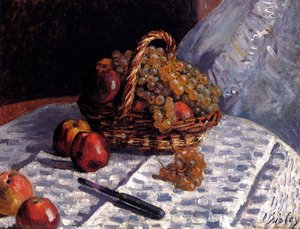 Apples And Grapes In A Basket — Alfred Sisley