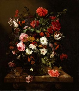 Flower Still Life With A Timepiece — Abraham Hendricksz. Van Beyeren