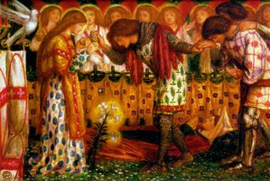 Comment Sir Galahad, Sir Bors Et Sir Percival Ont Été Nourris Avec Le Saint Graal ; Mais La Sœur De Sir Percival Est Décédée En Chemin — Dante Gabriel Rossetti