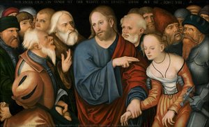Christ And The Woman Taken In Adultery — Lucas Cranach O Jovem