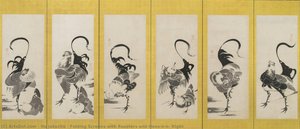 Folding Screens With Roosters And Hens\n\n－ Right — Ito Jakuchu