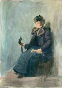 Elegant Lady In A Fur Trimmed Coat — Franz Skarbina