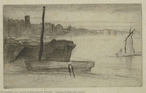 Chelsea Bridge And Church. — James Abbott Mcneill Whistler
