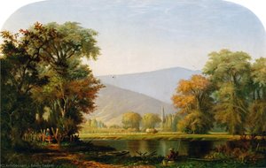 Landscape With Lake, Fisherman — Edwin Deakin