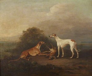 Two Greyhounds And A Dead Hare — Sr John E Ferneley