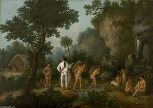 Indians Crossing A Creek — Jean-baptiste Debret