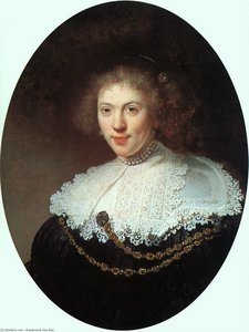 Femme Portant Une Chaîne En Or, Huile Sur Panneau — Rembrandt Van Rijn