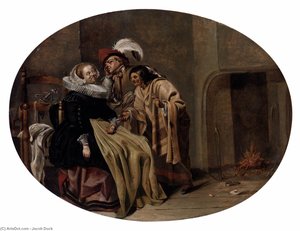 A Couple In An Interior With A Gypsy Fortune-teller — Jacob Duck