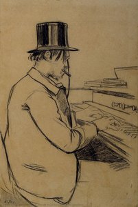 Portrait Of Erik Satie Playing The Harmonium — Santiago Rusiñol
