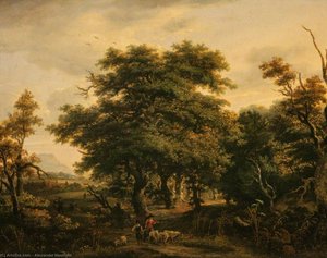 Woody Landscape With Figures And Sheep — Aleksander Nasmyth