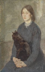 Young Woman Holding A Black Cat — Gwen John