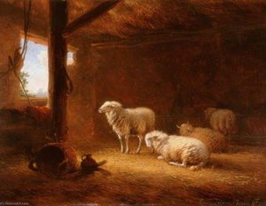 Sheep In A Byre — Ežėn Josė Just Verbokhovenas