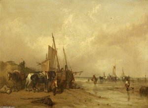 A Coast Scene With Fishing Boats — Clarkson Frederick Stanfield