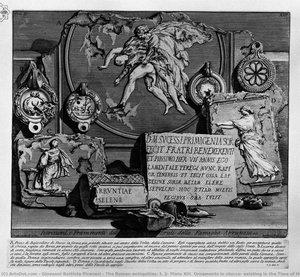 The Roman Antiquities, T. 2, Plate Xiii. Ornaments In Stucco, Existing In The Time Of The Burial Chamber Of L. Arrunzio. — Giovanni Battista Piranesi