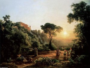 Landscape Near Tivoli With Vintager Scens — Károly Marko El Viejo