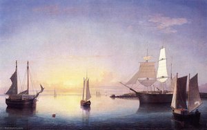 Gloucester Harbor Au Coucher Du Soleil — Fitz Henry Lane