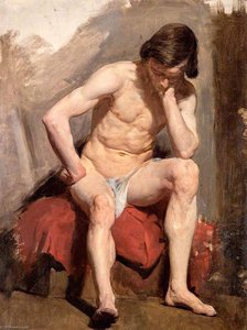 Life Study Of A Seated Nude Male Model — William Mctaggart