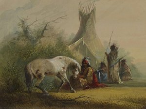 Shoshone Indian Und Sein Pferd — Alfred Jacob Miller