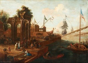 Southern Port With Figures And Ships — अब्राहम स्टॉर्क (स्टर्केनबर्च)