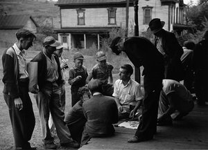 Coal Miners' Card Game On The Porch, Chaplin, West Virginia — Marion Post Wolcott