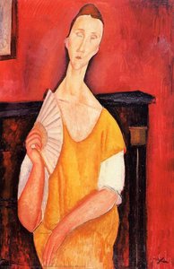 Madame Lunia Czechowska Mit Einem Ventilator — Amedeo Modigliani