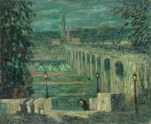 High Bridge At Night, New York City — Ernest Lawson