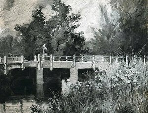 Warkton Bridge With A Lady, Northamptonshire — George Harrison