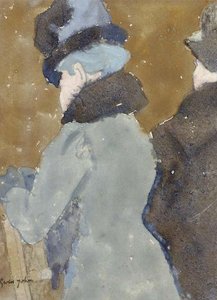 Two Ladies At A Balustrade, Three-quarter View From Behind — Gwen John