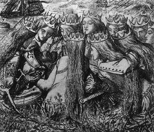 Roi Arthur Et Les Reines Éplorées — Dante Gabriel Rossetti