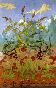 Four Decorative Panels: Iris And Large Yellow And Mauve Flowers — Paul Elie Ranson