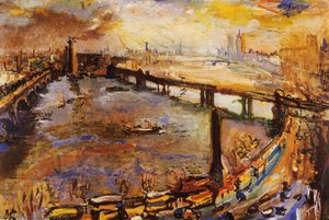 Londres, Vue Large De La Tamise I,london, Broad Sight Of The Thames I, Huile Sur Toile, — Oskar Kokoschka