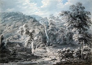 A Waterfall At Corwen, North Wales — Edward Dayes