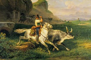 A Roman Herdsman Driving Cattle — Emile Jean Horace Vernet