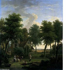 Pastoral Scene With A Peasant Family — George Washington Thomas Lambert