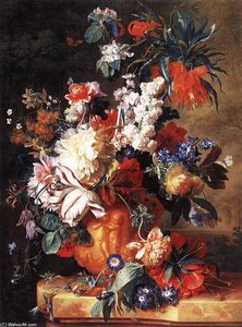 Bouquet Of Flowers In An Urn — ヤン・ファン・ホイスム