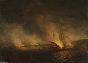 Sir John Thomas Duckworth's Action In The Dardanelles — Thomas Whitcombe
