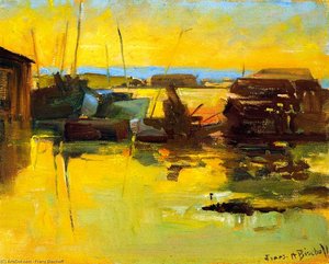 San Pedro Harbor, Sunset — Franz Bischoff