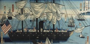 Picture Of A Great Ship From America: In The Distance — Utagawa Yoshiiku