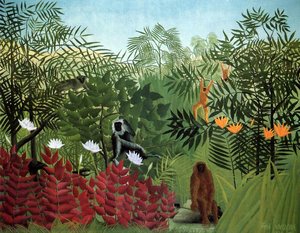 Tropical Forest With Apes And Snake — Henri Rousseau