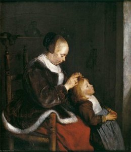 A Mother Combing The Hair Of Her Daughter (also Known As Hunting For Lice) — Gerard Ter Borch Noorem