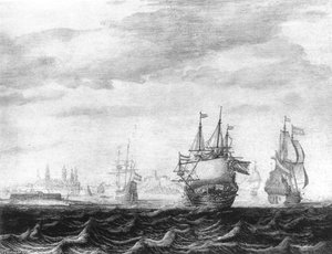 A Dutch Squadron On The Sont, Near Castle Kronburg — Heerman Witmont