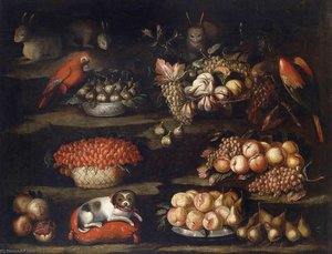 Still Life With Animals And Fruit — Francisco Barrera