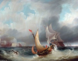 Shipping Offshore In A Stormy Sea — John Wilson Carmichael